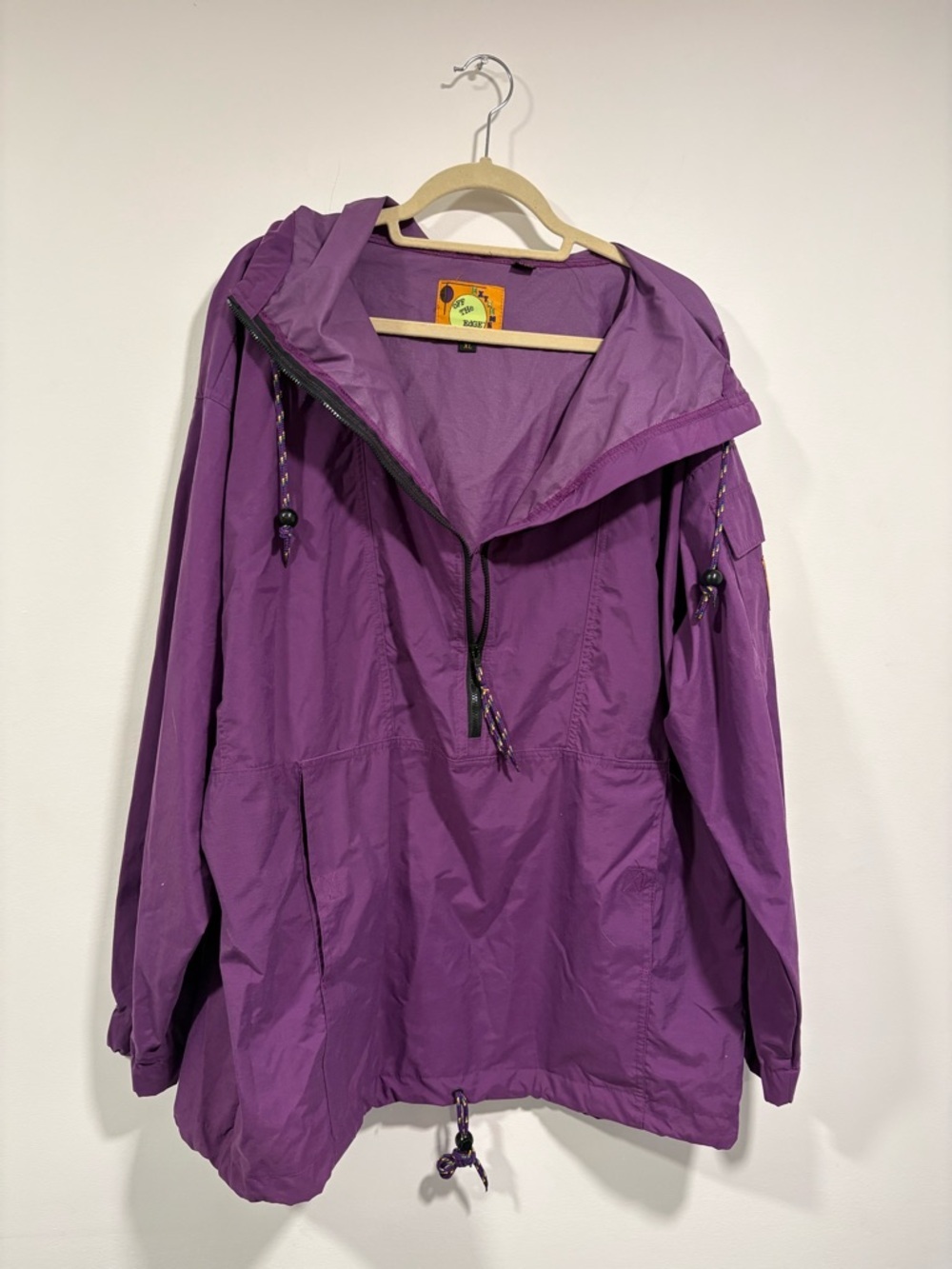 Purple Hooded Utility Pullover Jacket 90s style